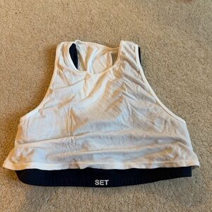 SET Active White and Black Sports Bra